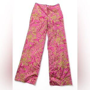 Lilly Pulitzer Vibrant Pink and Green Floral Pants Size 2